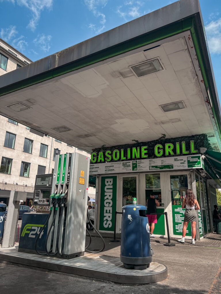 Gasoline Grill burger joint and gas station. Where to eat in Copenhagen.